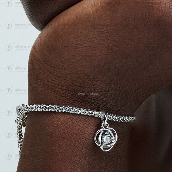 Pandora April Clear Eternity Circle Dangle Charm - Picture 2 of 2